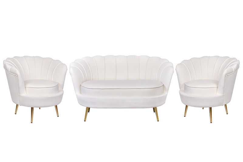 Комплект кресел и дивана ракушка Pearl Double Beige
