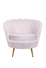 Низкое кресло ракушка Pearl Pink Boucle