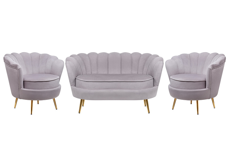 Комплект кресел и дивана ракушка Pearl Double Grey