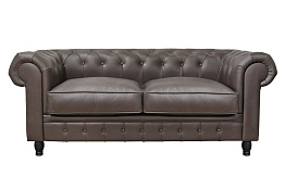 Диван из коричневой кожи Chesterfield Brown Leather 2S в Санкт-Петербурге