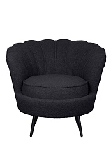 Низкое кресло ракушка Pearl Black Boucle на черных ножках в Санкт-Петербурге