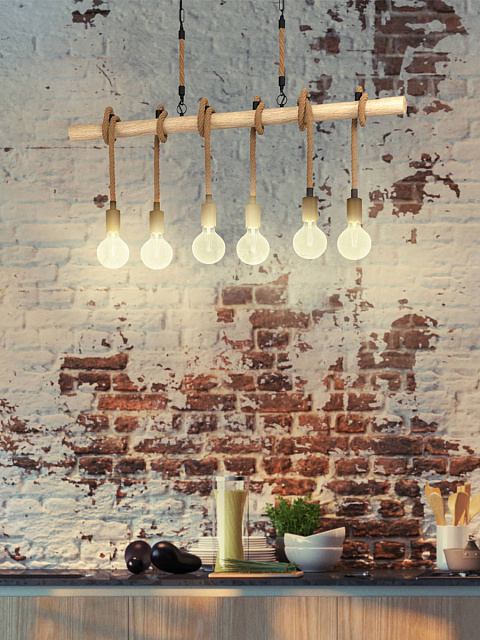 43319 Подвес YOUNGSTOWN, 6х40W(E27), сталь, дерево/черный, коричневый в Санкт-Петербурге 43319 Подвес YOUNGSTOWN, 6х40W(E27), сталь, дерево/черный, коричневый