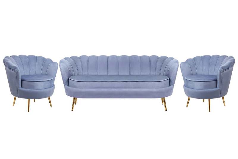 Комплект кресел и дивана ракушка Pearl Triple Blue