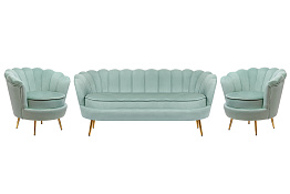 Комплект кресел и дивана ракушка Pearl Triple Green в Санкт-Петербурге