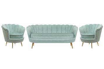 Комплект кресел и дивана ракушка Pearl Triple Green в Санкт-Петербурге