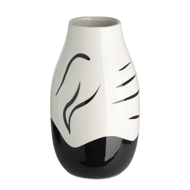 421037 Ваза декоративная YUZAWA, H260, ?150, керамика, белый, черный в Санкт-Петербурге 421037 Ваза декоративная YUZAWA, H260, ?150, керамика, белый, черный