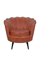 Низкое кресло ракушка Pearl Brown на черных ножках