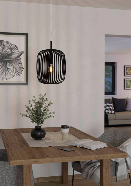 900494 Подвесной потолочный светильник ROMAZZINA, 1x40W, E27, H1100, ?325, сталь, черный в Санкт-Петербурге 900494 Подвесной потолочный светильник ROMAZZINA, 1x40W, E27, H1100, ?325, сталь, черный