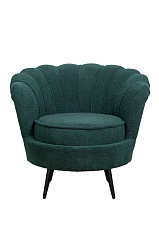 Низкое кресло ракушка Pearl зеленый Boucle на черных ножках