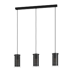Подвес PINTO TEXTIL 1, 3x10W(E27-LED), сталь, черный/стекло, текстиль, прозрачный, черный