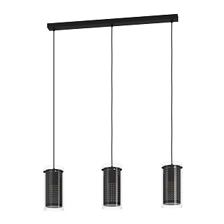 Подвес PINTO TEXTIL 1, 3x10W(E27-LED), сталь, черный/стекло, текстиль, прозрачный, черный
