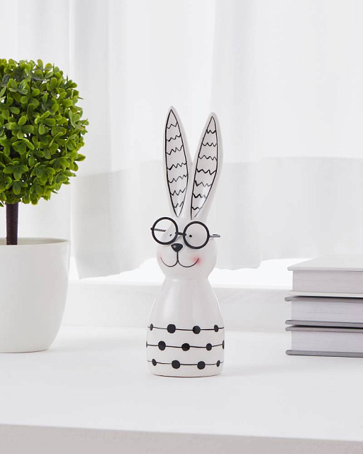 427913 Фигурка Заяц LANDJUT L57, B55, H197 керамика, белый, черный в Санкт-Петербурге 427913 Фигурка Заяц LANDJUT L57, B55, H197 керамика, белый, черный