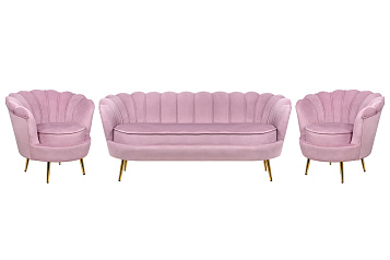 Комплект кресел и дивана ракушка Pearl Triple Pink