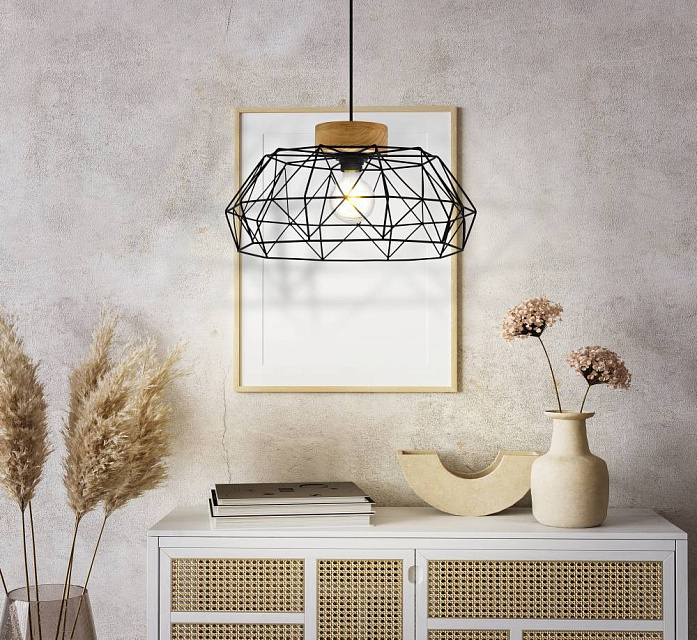 44089 Подвес PADSTOW, 1х60W(E27), ?455, H1100, сталь, дерево, черный, натуральный в Санкт-Петербурге 44089 Подвес PADSTOW, 1х60W(E27), ?455, H1100, сталь, дерево, черный, натуральный