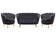 Комплект кресел и дивана ракушка Pearl Double Black