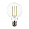 Лампа светодиодная CONNECT G80, 1x6W(E27), 2200-6500К, 806lm, прозрачн