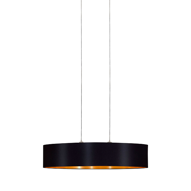 31616 Подвес MASERLO, 2х60W (E27), 1000х250, никель мат./текстиль, черный, золотой в Санкт-Петербурге 31616 Подвес MASERLO, 2х60W (E27), 1000х250, никель мат./текстиль, черный, золотой