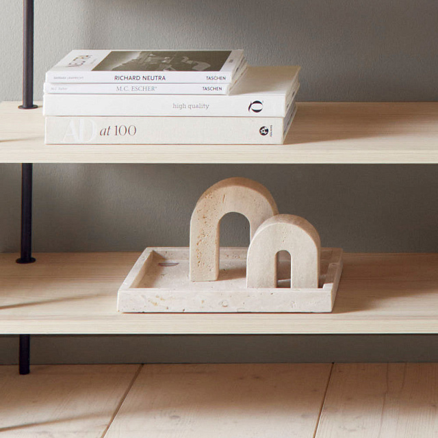 427248 Поднос декоративный MAROMANDIA, L305, B230, H25, мрамор, бежевый