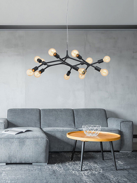 98347 Подвес BOCADELLA, 12х60W (E27), ?920, H1100, сталь, черный в Санкт-Петербурге 98347 Подвес BOCADELLA, 12х60W (E27), ?920, H1100, сталь, черный