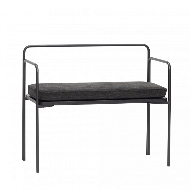 БАНКЕТКА СО СПИНКОЙ HUBSCH, ТКАНЬ / МЕТАЛЛ, ЧЕРНЫЙ