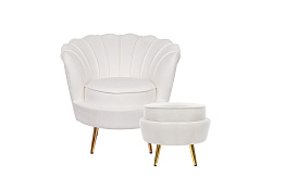 Кресло с пуфом ракушка Pearl Beige в Санкт-Петербурге
