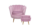 Кресло с пуфом ракушка Pearl Pink №0