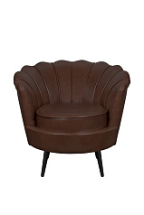 Низкое кресло ракушка Pearl Brown V2 на черных ножках