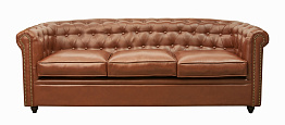 Трехместный диван кожаный лофт Karo brown 3S коричневый