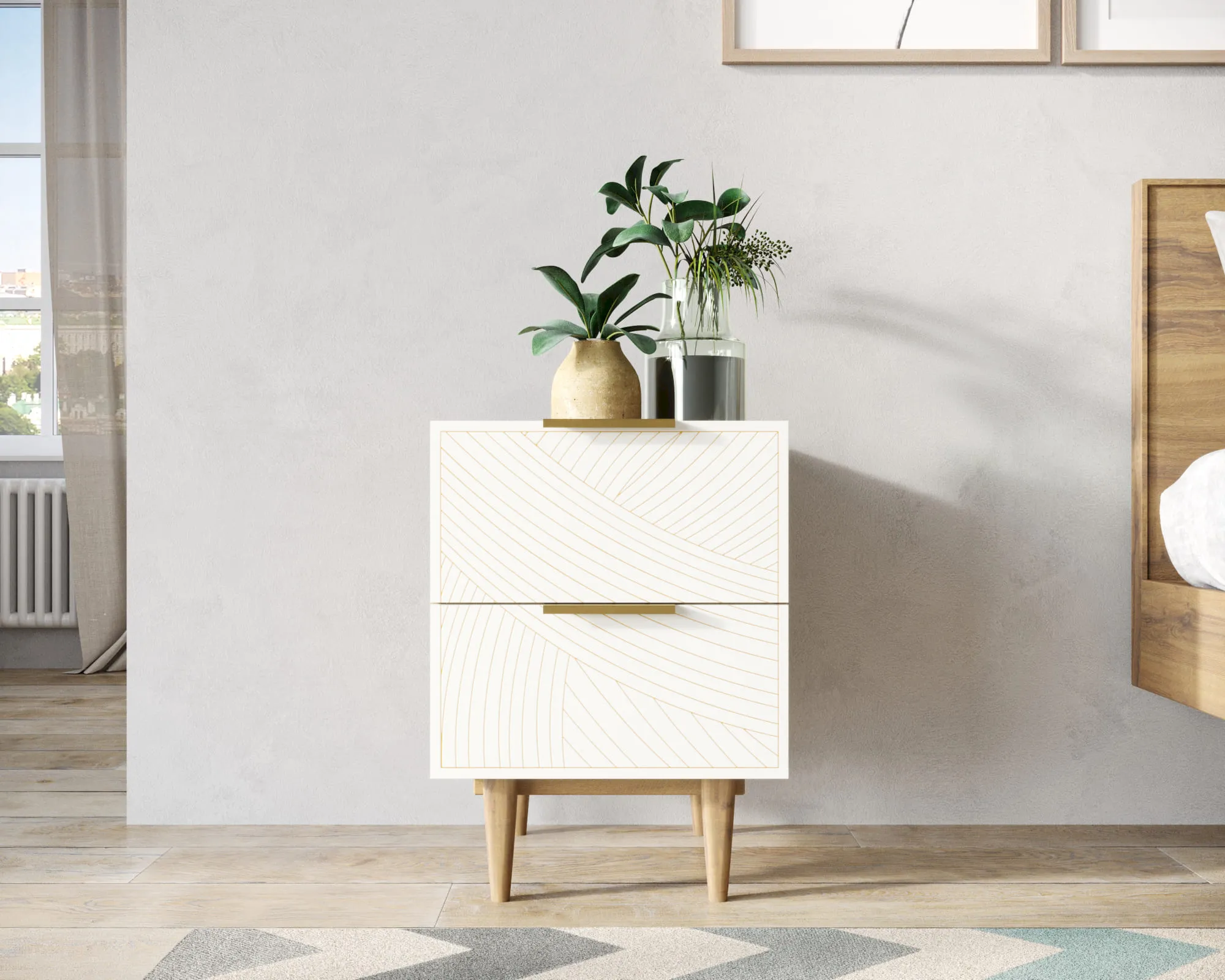 Тумбочка с двумя ящиками "Лайн (Line)" LN07/GR1/beige в интернет-магазине в Москве Тумбочка с двумя ящиками "Лайн (Line)" LN07/GR1/beige в интернет-магазине