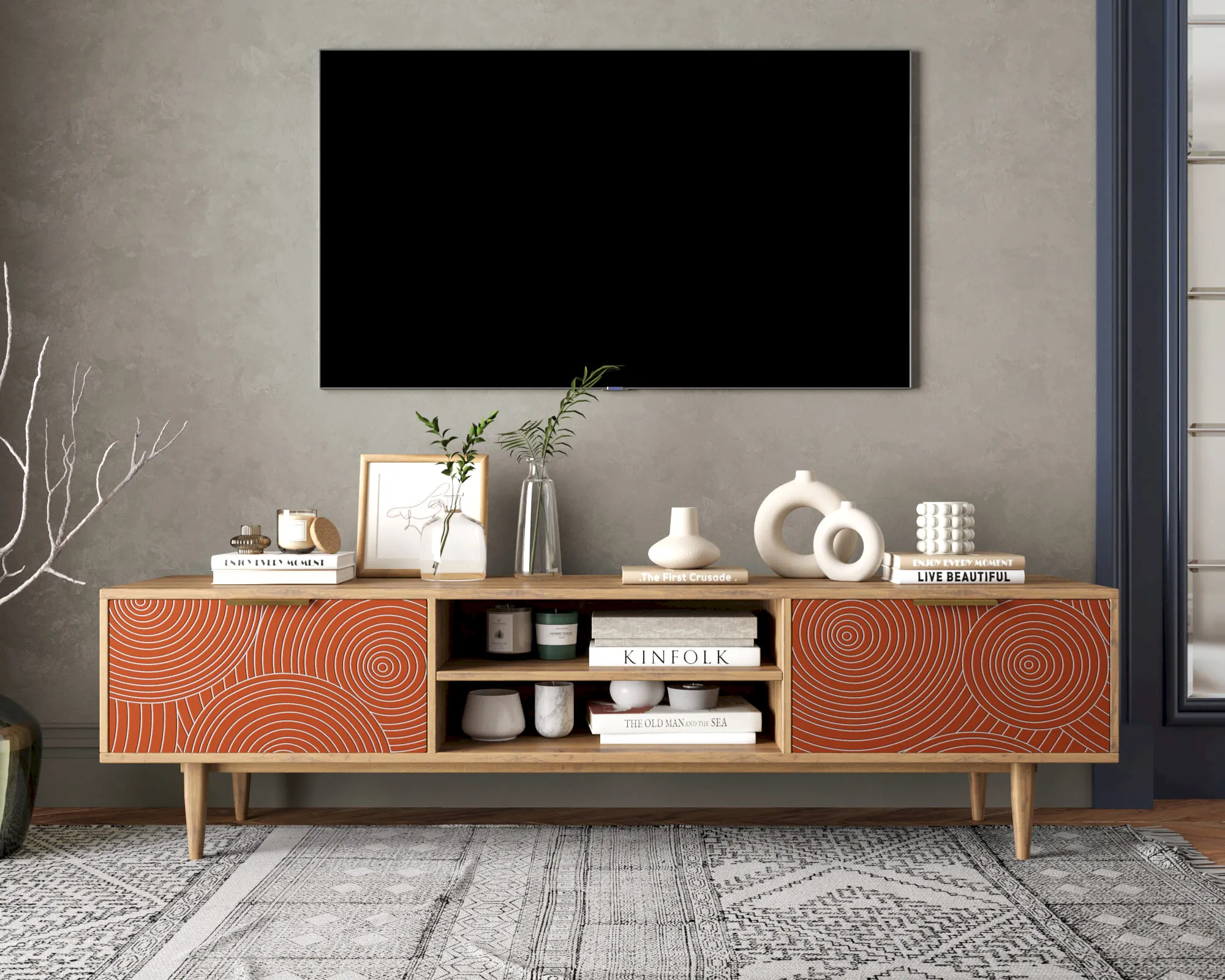 Комод "Лайн (Line)" с нишей низкий под TV R27/red в интернет-магазине
