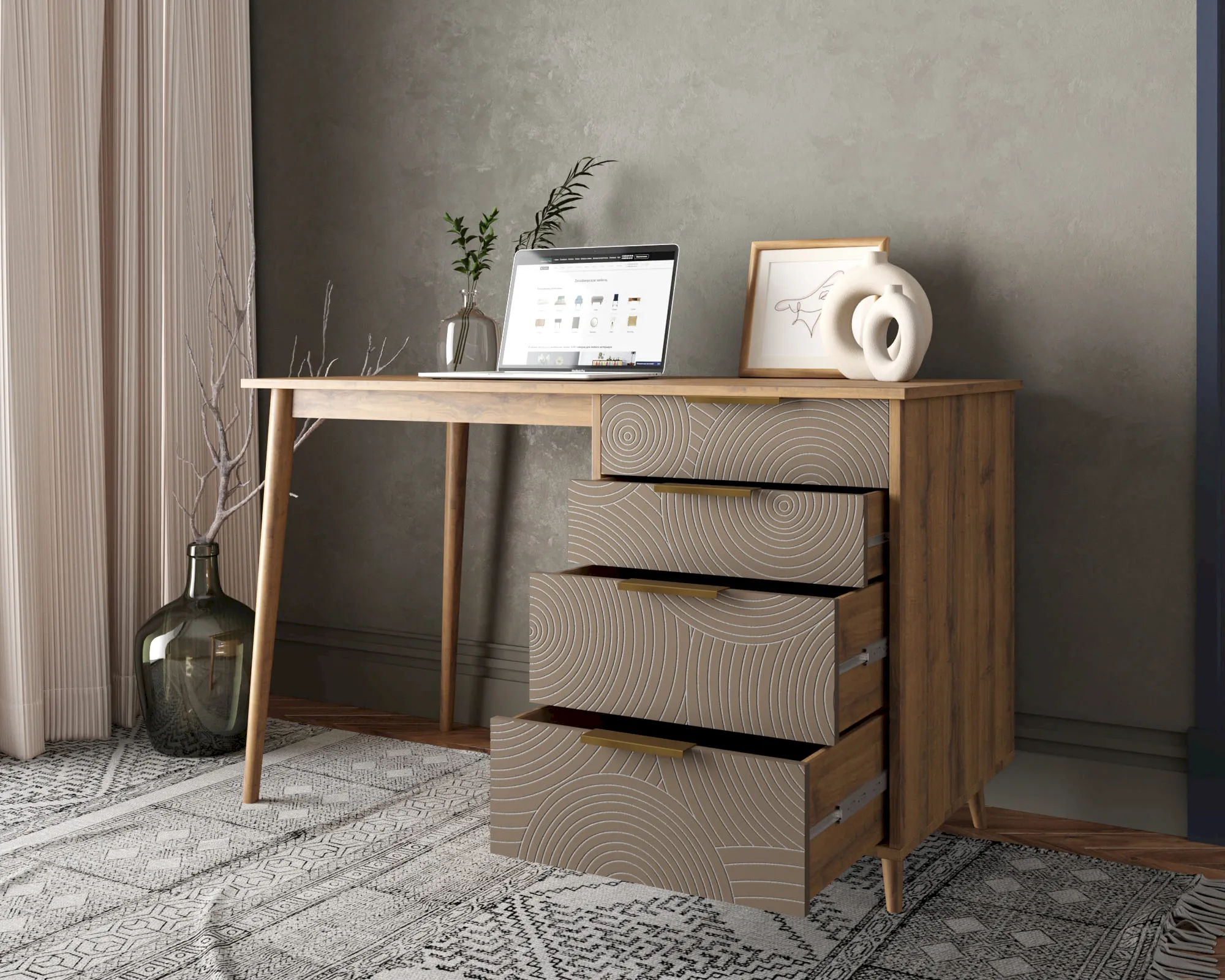 купить Стол рабочий "Лайн (Line)" одной тумбой R23/beige в Москве купить Стол рабочий "Лайн (Line)" одной тумбой R23/beige