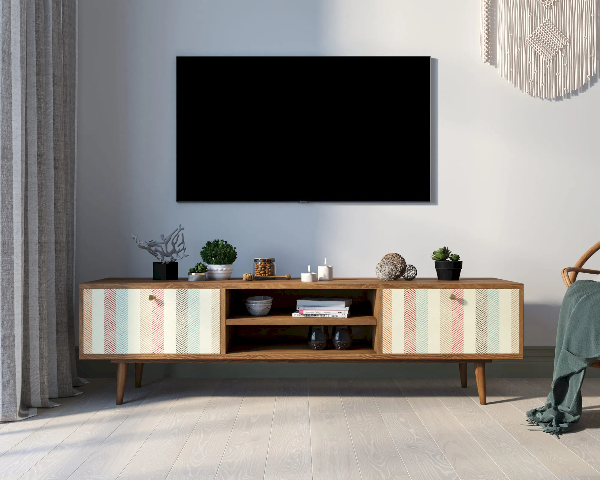 Комод "Бербер (Berber)" с нишей низкий под TV принт 45 арт BB49/Print_45 в интернет-магазине