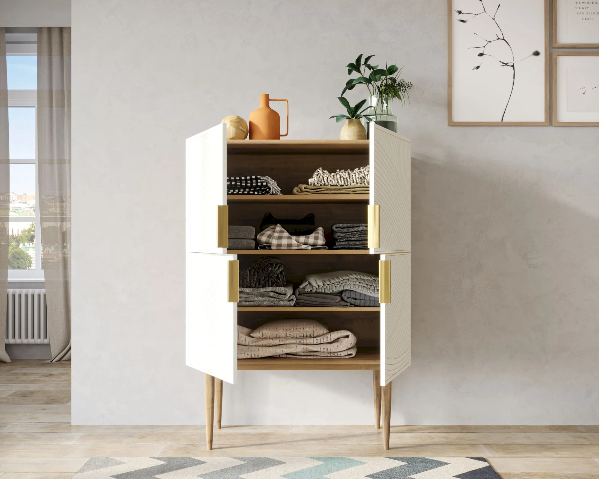купить Малый комод с четырьмя дверками на высоких ножках "Лайн (Line)" LN13/GR1/beige