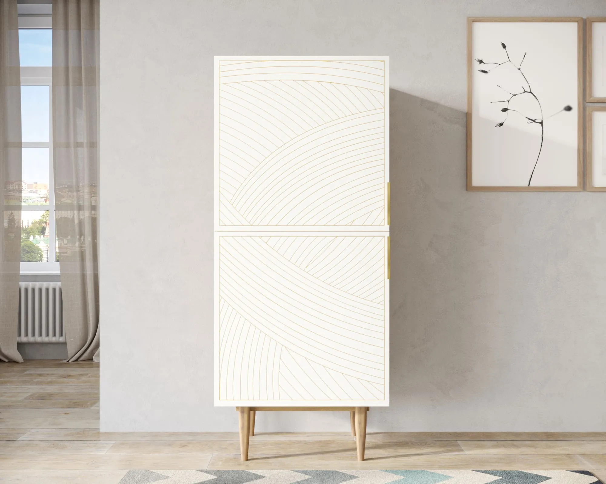 Вертикальный комод с двумя дверками "Лайн (Line)" LN05/GR1/beige в интернет-магазине в Москве Вертикальный комод с двумя дверками "Лайн (Line)" LN05/GR1/beige в интернет-магазине