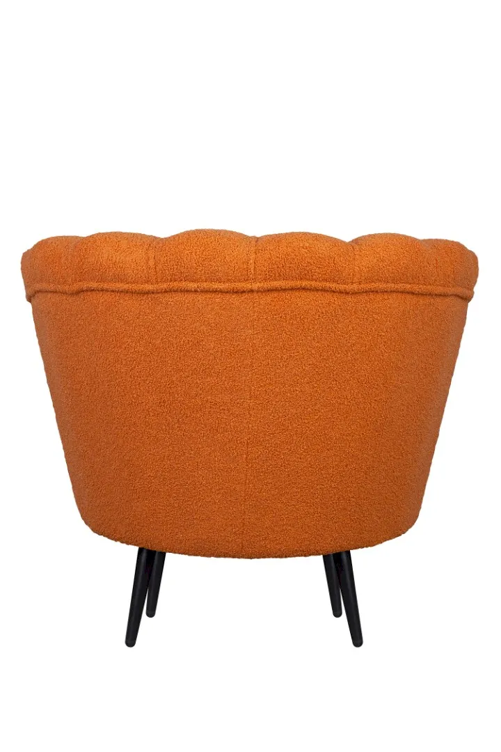 Низкое кресло ракушка Pearl Orange Boucle на черных ножках в интернет-магазине в Москве Низкое кресло ракушка Pearl Orange Boucle на черных ножках в интернет-магазине