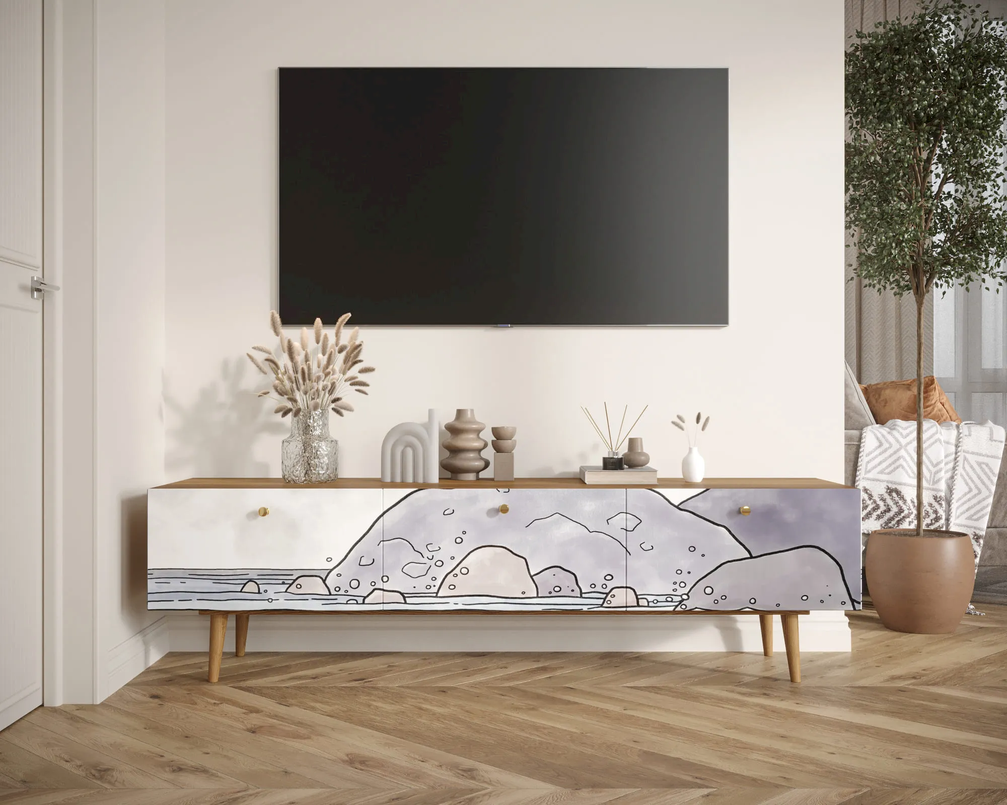 Комод "Бербер (Berber)" с ящиками низкий под TV арт BB19/Print_51 в интернет-магазине в Москве Комод "Бербер (Berber)" с ящиками низкий под TV арт BB19/Print_51 в интернет-магазине