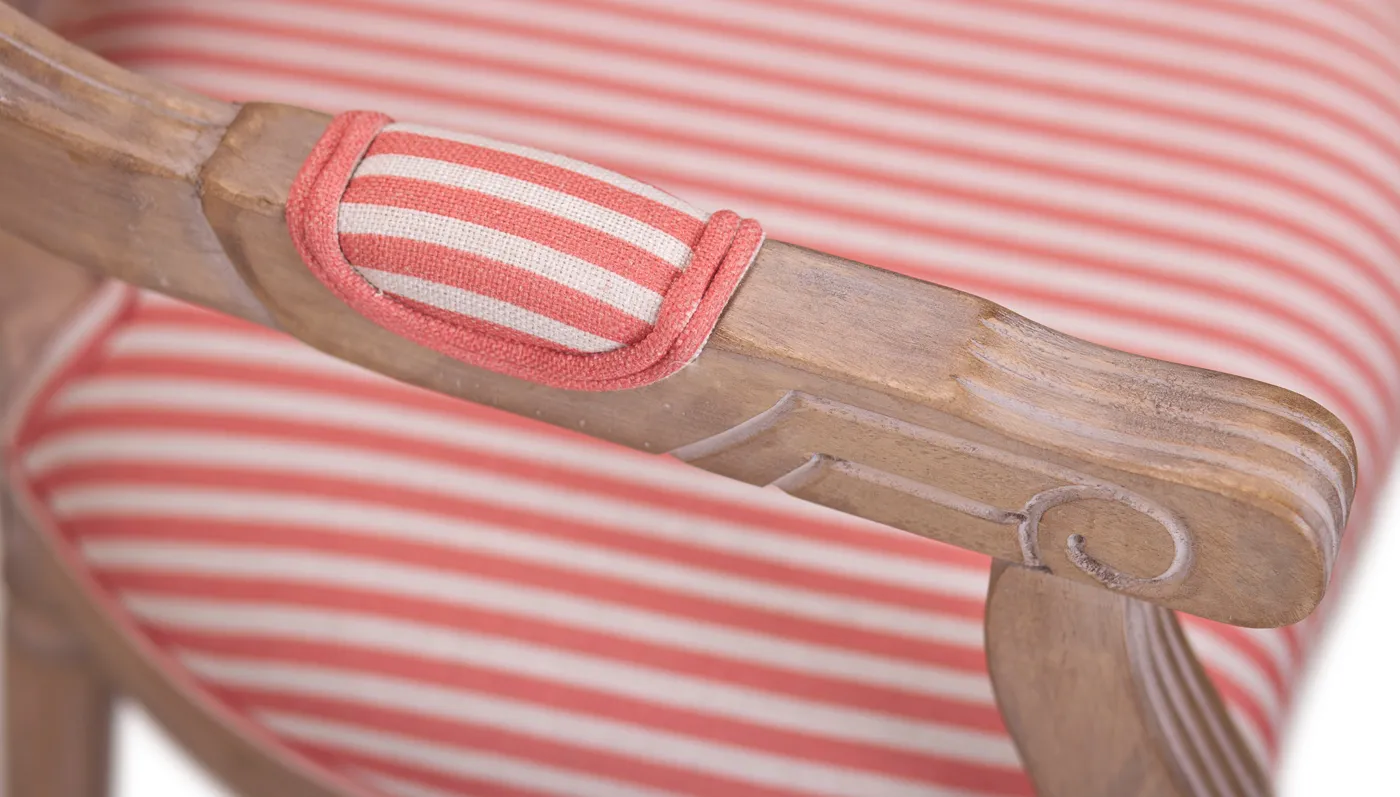 фото Мягкий стул с подлокотниками Volker Arm Pink Pinstripe в Москве фото Мягкий стул с подлокотниками Volker Arm Pink Pinstripe