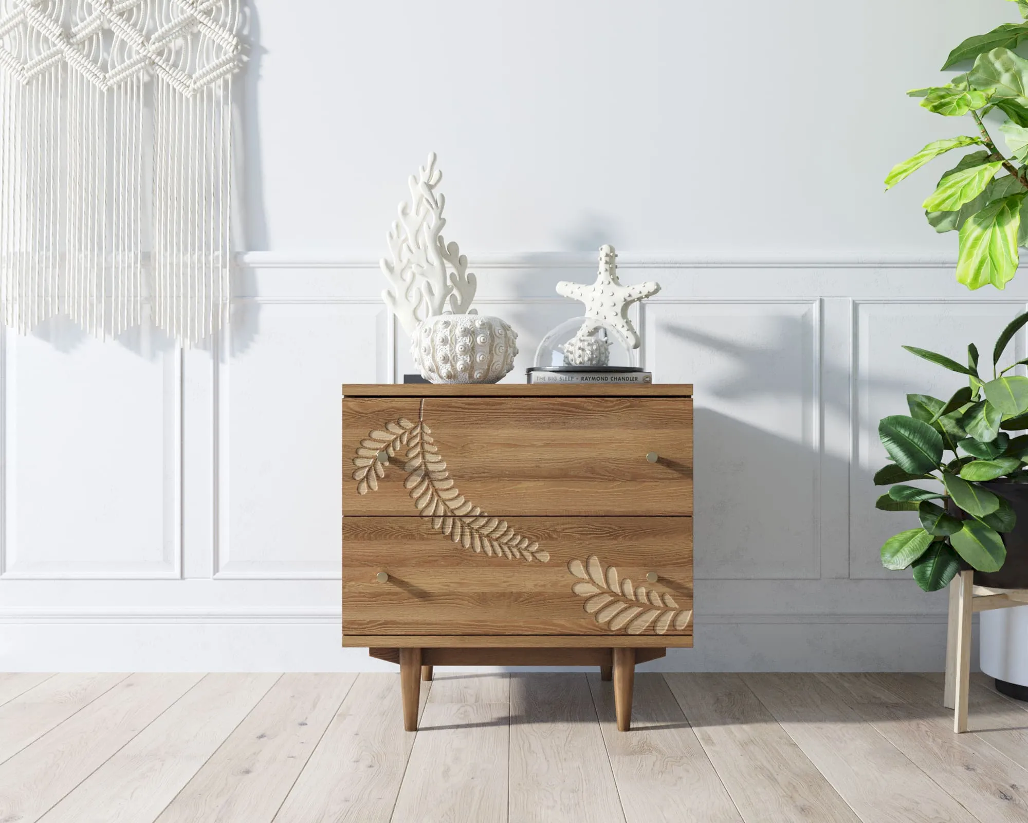 Комод "Boho" 2 ящика с растением арт BH05 в интернет-магазине в Москве Комод "Boho" 2 ящика с растением арт BH05 в интернет-магазине