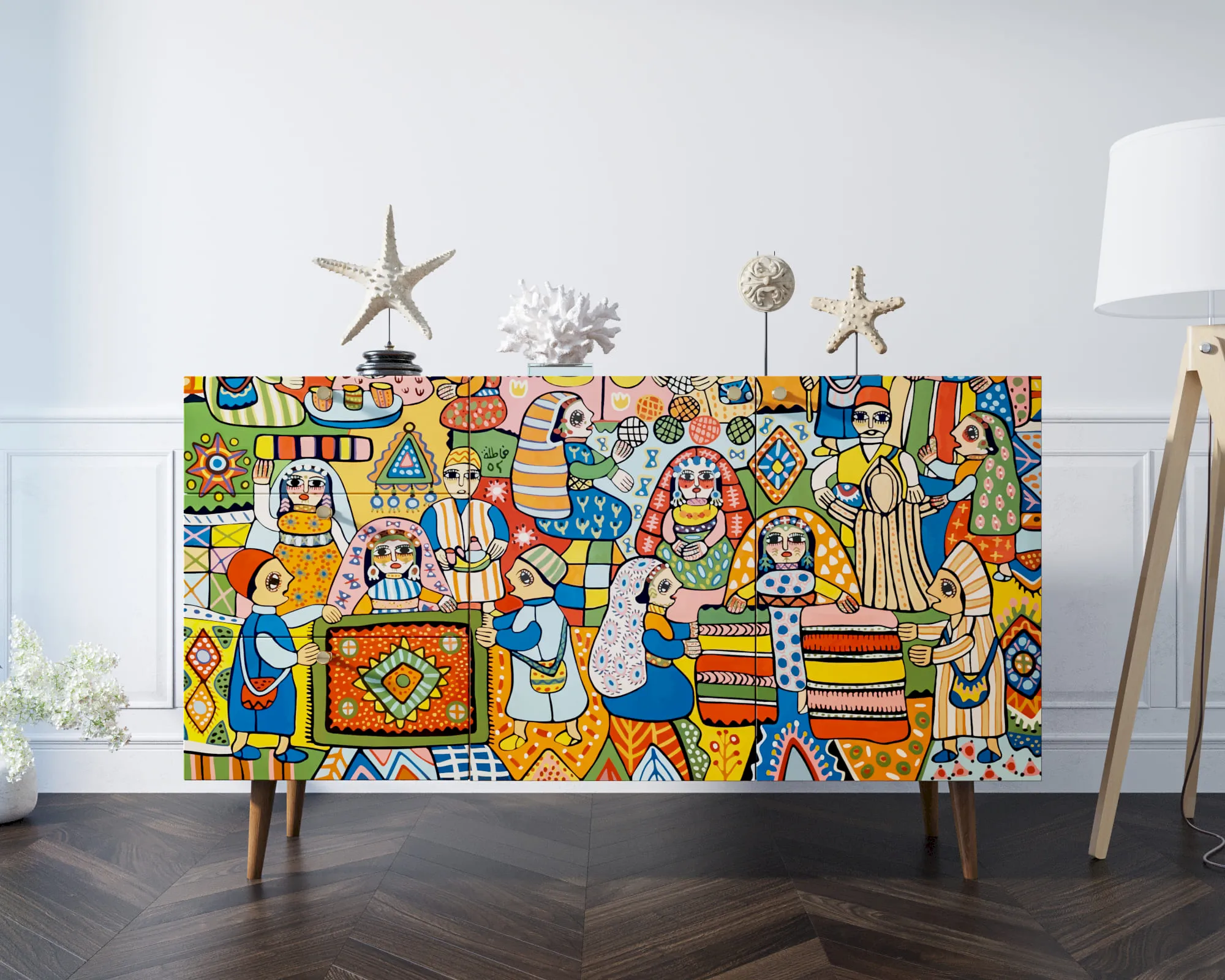 фото Комод "Бербер (Berber)" с двумя дверками и ящиками принт 1 арт BB17/Print_01