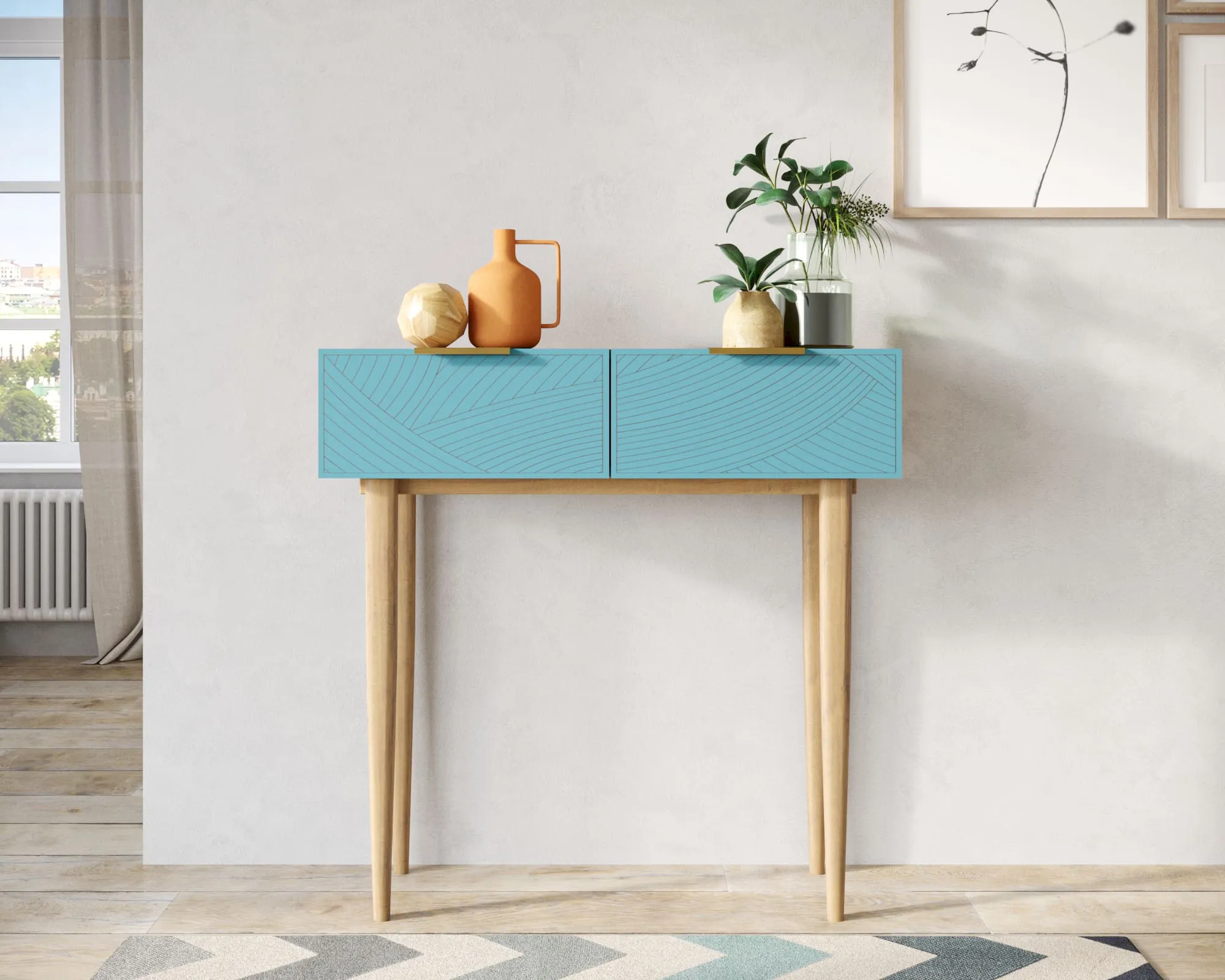 Консоль с двумя ящиками "Лайн (Line)" LN16/GR1/blue в интернет-магазине