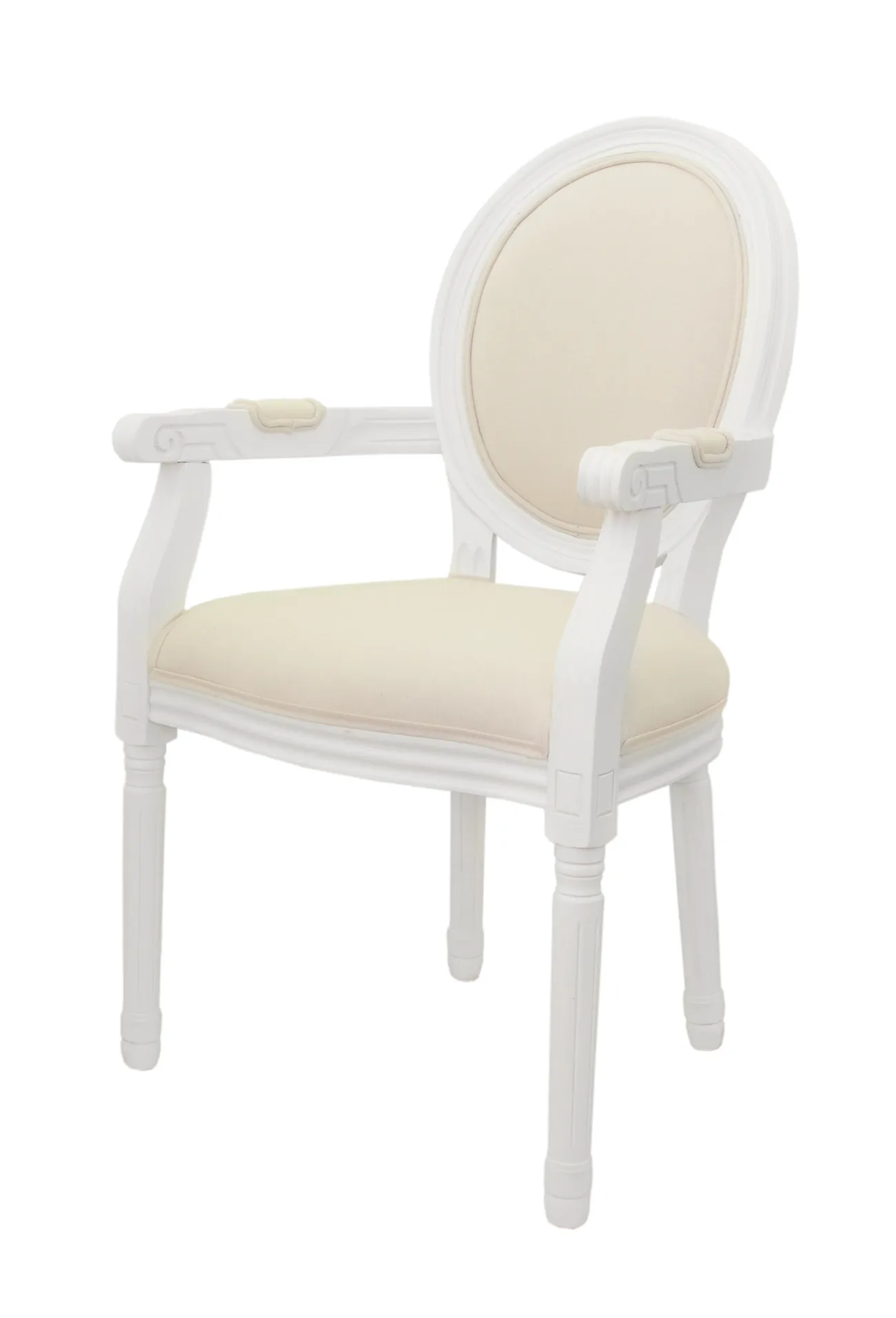 Мягкий стул с подлокотниками Volker Arm Beige and White в интернет-магазине в Москве Мягкий стул с подлокотниками Volker Arm Beige and White в интернет-магазине