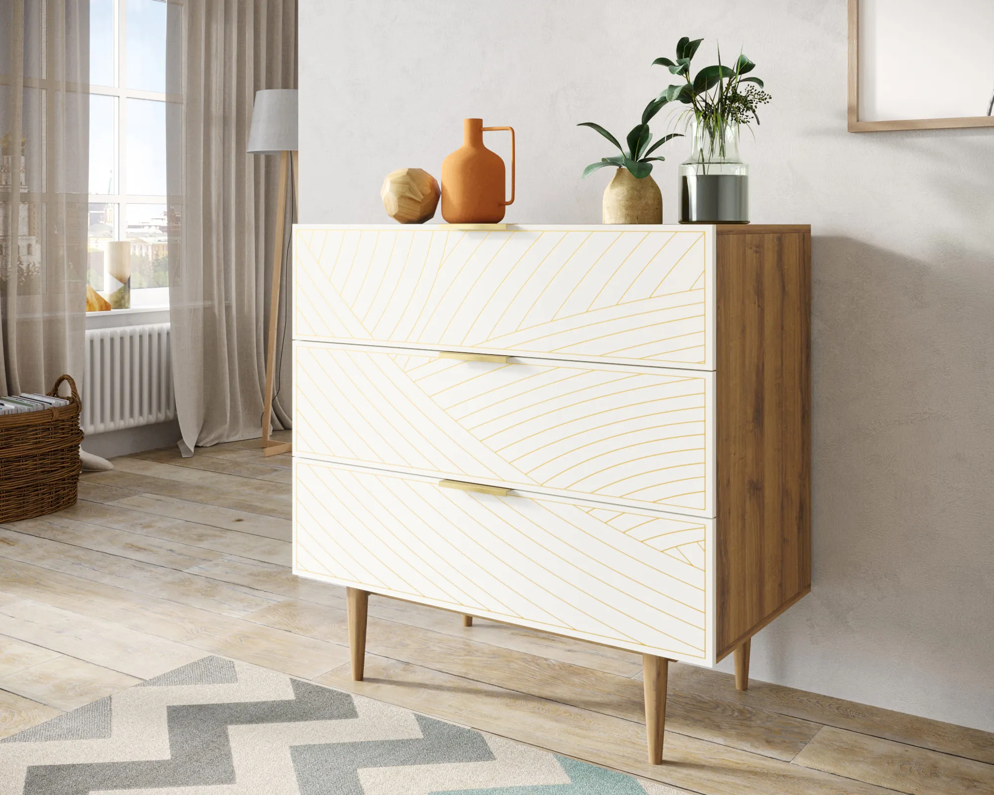 заказать Комод с тремя ящиками "Лайн (Line)" LN12/GR1/beige в Москве заказать Комод с тремя ящиками "Лайн (Line)" LN12/GR1/beige