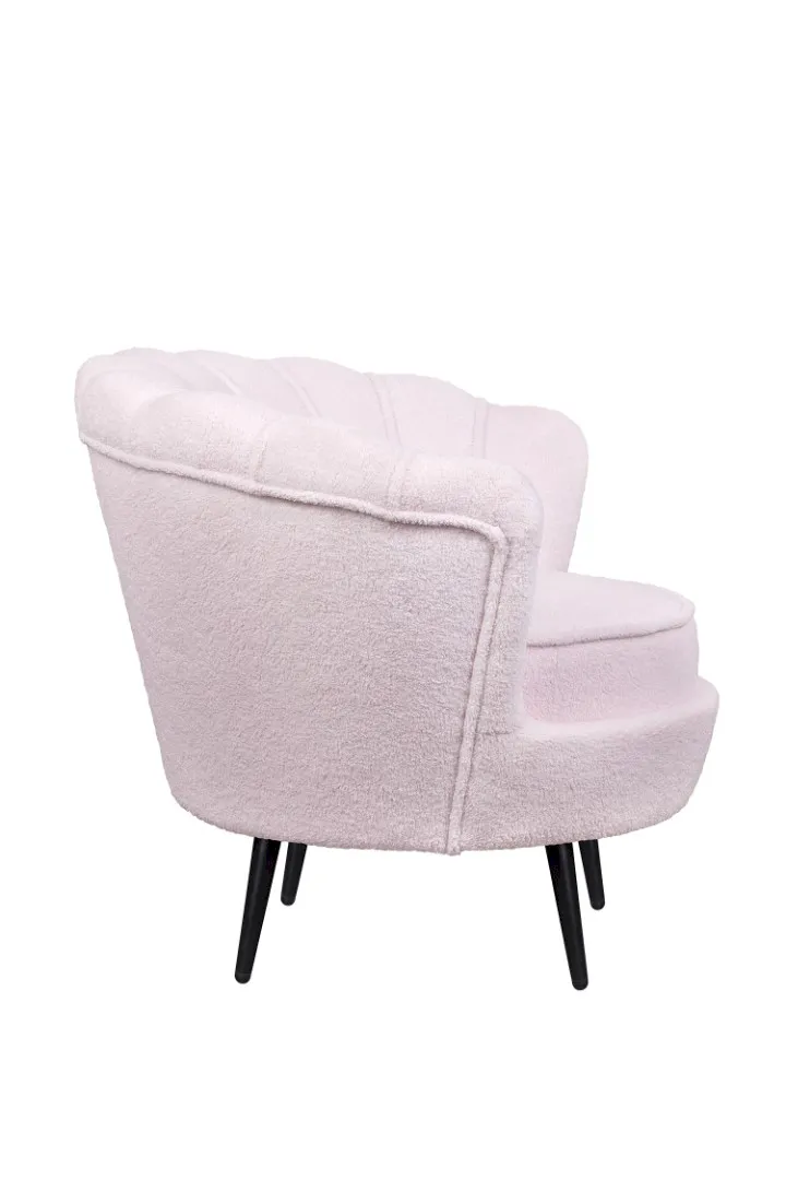 заказать Низкое кресло ракушка Pearl Pink Boucle на черных ножках