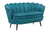 Диван ракушка Pearl Double Marine Velvet на черных ножках №1