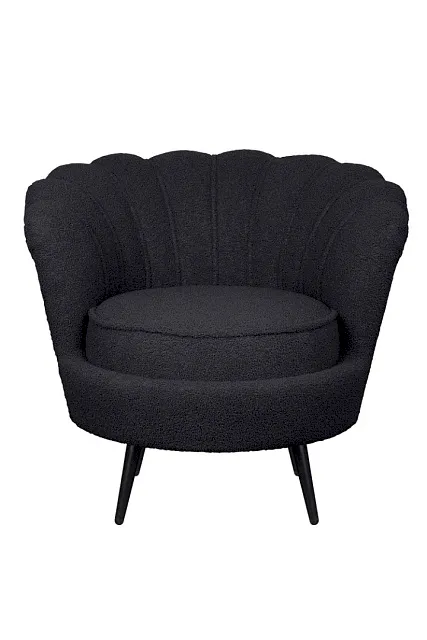 Низкое кресло ракушка Pearl Black Boucle на черных ножках в Санкт-Петербурге Низкое кресло ракушка Pearl Black Boucle на черных ножках