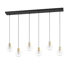купить стильные 390281 Люстра диммируемая TERQUE, 6X5,4W (LED), 3000K, 3060lm, L1380, B250, H1500, сталь, черный, матовая латунь/стекло, прозрачный в Санкт-Петербурге