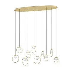 красивые 390347 Люстра диммируемая PORTOCOLOM, 10X3W (LED), 3000K, 3500lm, L1160, B260, H1500, сталь, латунь, золотой/матовое опаловое стекло, белый в интернет-магазине в Санкт-Петербурге