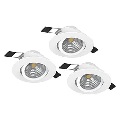 900745 Комплект встраиваемых диммируемых светильников SALICETO, 3X6W (LED), 2700K, 1350lm, ?88, алюминий, белый / стекло, прозрачный, белый на заказ в Санкт-Петербурге