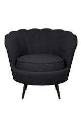 красивое Низкое кресло ракушка Pearl Black Boucle на черных ножках в интернет-магазине в Санкт-Петербурге