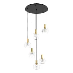 390279 Люстра диммируемая TERQUE, 6X5,4W (LED), 3000K, 3060lm, ?540, сталь, черный, матовая латунь/стекло, прозрачный в интерьере в Санкт-Петербурге